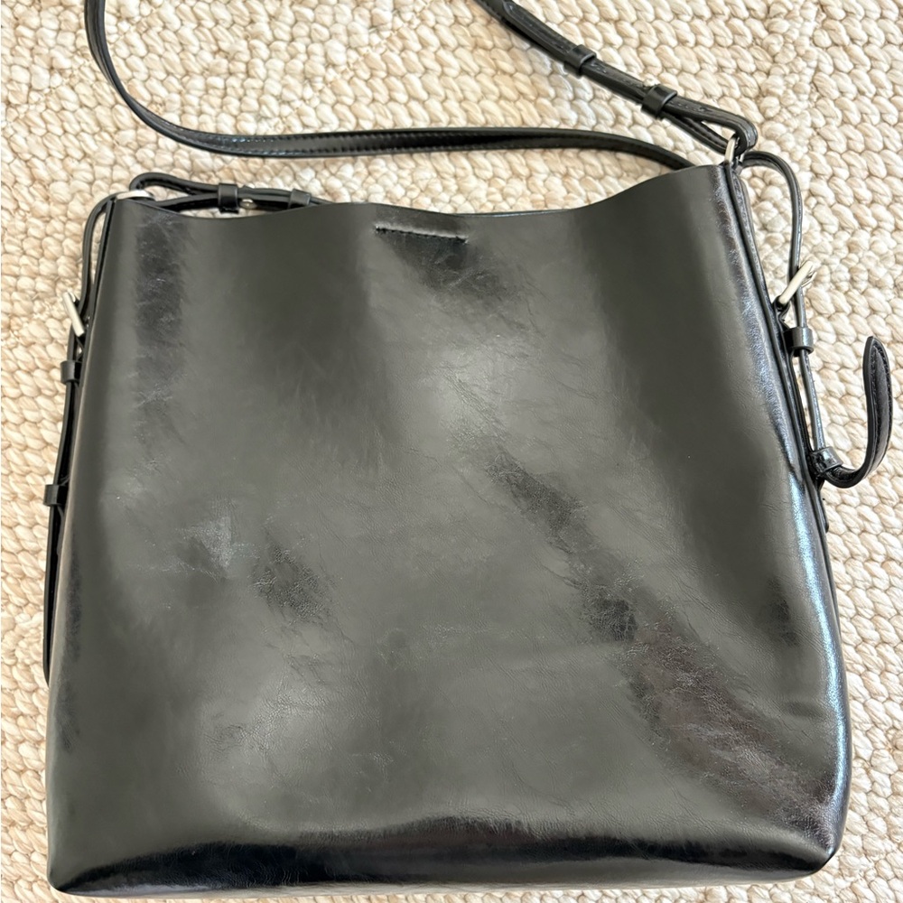 Zara Black Leather Tote Bag